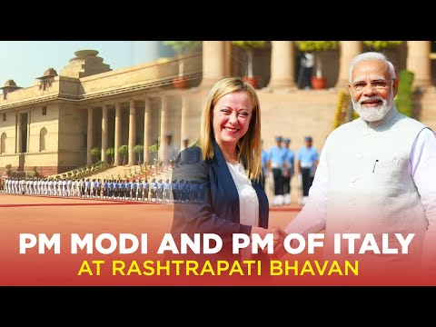 PM Modi and PM of Italy at Rashtrapati Bhavan