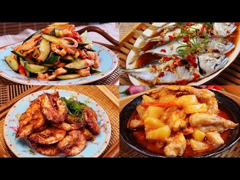 【4道娘惹家常菜】青瓜拌豬肉｜醬蒸甘榜魚｜阿叁蝦｜黃梨雞｜開胃超下飯！傻大姐美食厨房