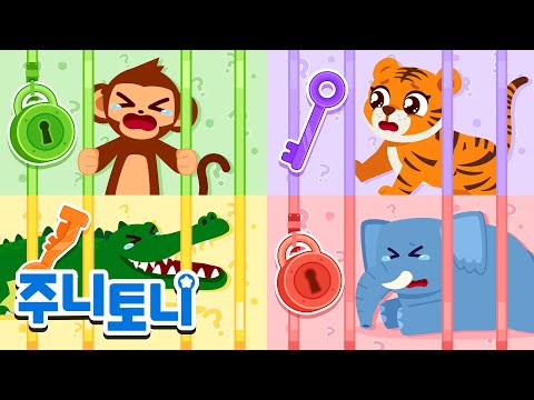 알록달록 색깔 감옥에 갇혀있는 동물들을 구해주세요! 🗝️🎨 | 인기동물동요 | 동요연속재생 | 주니토니 | JunyTony