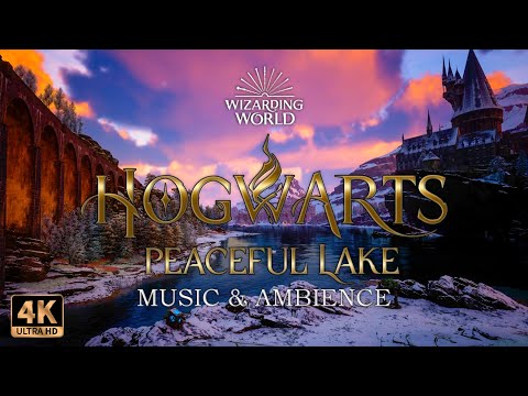 ❄️ Peaceful Winter Black Lake Journey – Day to Evening | Harry Potter Music and Ambience 4K