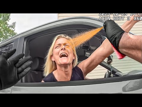 Entitled Karen Gets PEPPER SPRAYED During Arrest While Fighting Cops
