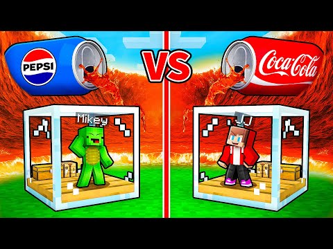 JJ and Mikey: PEPSI vs COCA COLA Glass Bunker Battle in Minecraft - Maizen