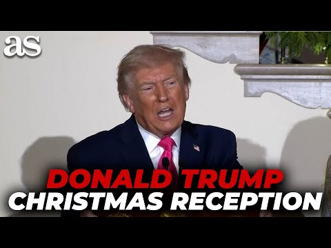 TRUMP, CHRISTMAS RECEPTION AT THE WHITE HOUSE: CONDEMNS SHOOTINGS, SPARKS LAUGHS and TRIUMPHAL ARC