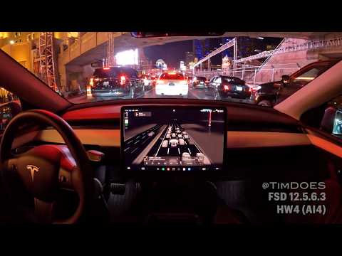 FSD 12.5.6.3 - First Impressions on Las Vegas Strip - Nonstop Construction & Traffic
