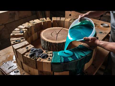 Pine Cones + Rotten Wood + Glitter + Glow-In-The-Dark Epoxy Resin = Insane Woodturning