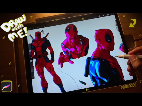DeadPool⚔️Character Sheet (Full Process) + Clipping Mask and Alpha Lock Rundown | Procreate iPad Pro