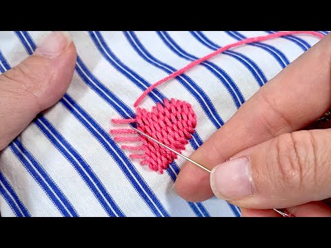 How to FIX A HOLE IN CLOTHES by Hand | Cute Heart Stitch Repair Tutorial (Jady Kreativ)
