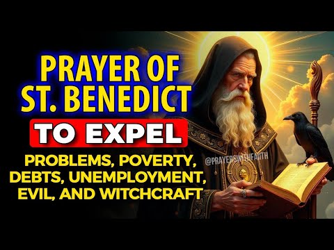 Prayer to Saint Benedict to expel problems such as poverty, debt, evil, envy, and witchcraft.