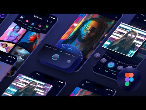 Figma UI Design Course: Dark Camera App with Glass Icons and Realistic Buttons