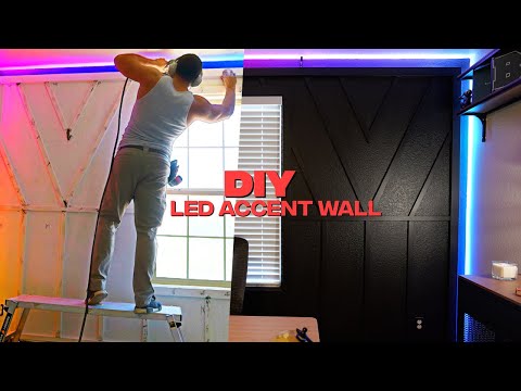 DIY custom accent wall with hidden LED strip!