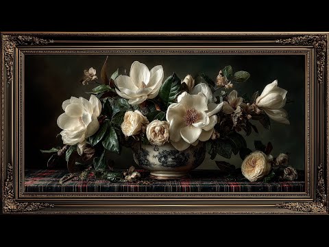 Ralph Lauren Inspired Winter Magnolia Arrangement | Classic Elegant Floral Art | 4K Frame TV