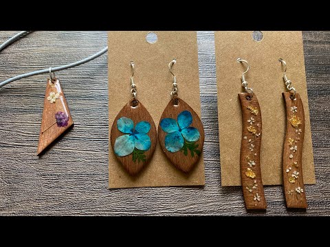 UV Resin Wooden Earrings With Dried Flowers Tutorial
