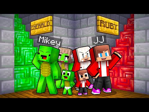 JJ and Mikey: EMERALD vs RUBY Choose A Stairs Family Battle in Minecraft - Maizen
