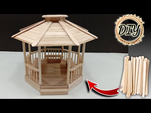 how to make a miniature gazebo from ice cream sticks
