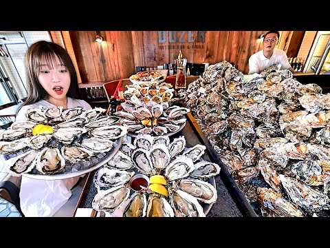 $7 PER GIANT OYSTER! I ATE 12KG of SUMMER OYSTERS and SHOCKED the OWNER! MOUNTAIN of OYSTERS MUKBANG
