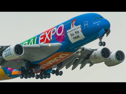 160 AIRPLANE TAKEOFFS & LANDINGS in 100 MINUTES - A380, B747, B777 ... ✈️