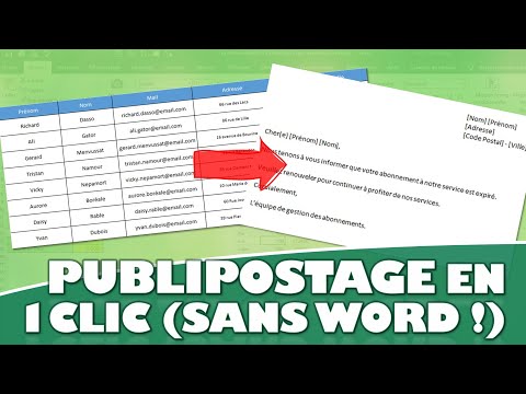 Comment créer un publipostage automatique avec Excel ? (sans Word !)
