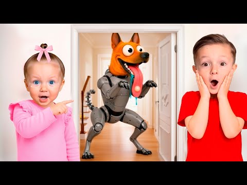 Eva and Niki | Robot Dog Becomes Alive at Home