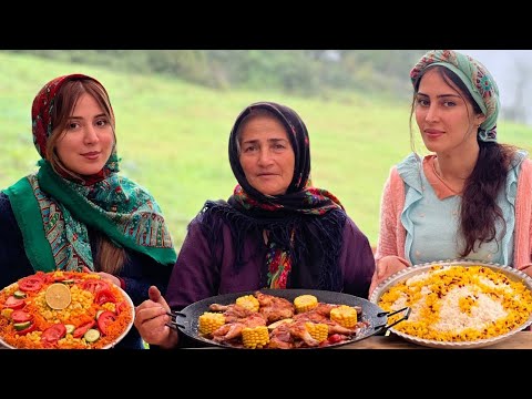 Barshak saffron rice with chicken in rainy weather!