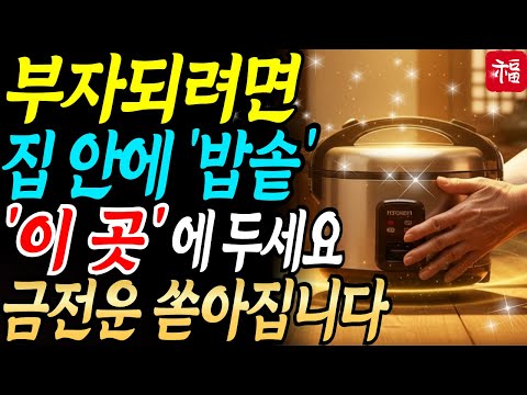 밥솥은 '여기' 두셔야 재물운 들어옵니다! 반대로 '이곳'에 두면 금전운 막힙니다ㅣ부자되는법ㅣ대운ㅣ풍수