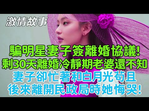 前妻被離婚她都不知道！我寧可凈身出戶也要離婚！騙明星妻子簽離婚協議，剩30天離婚冷靜期老婆還不知道，妻子卻忙著和白月光茍且，後來離開民政局時她悔哭！