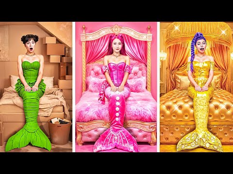 Kpop Demon Hunters Secret Room! Cardboard, Fluffy & Golden Huntrix Mermaid Room Makeover