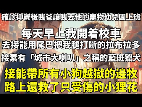 確診抑鬱後，我爸讓我去他的寵物幼兒園上班。每天早上，我開着校車。去接能用尾巴把我腿打斷的拉布拉多。接素有「城市大喇叭」之稱的藍斑獵犬。接能帶所有小狗越獄的邊牧。路上還救了只受傷的小狸花。