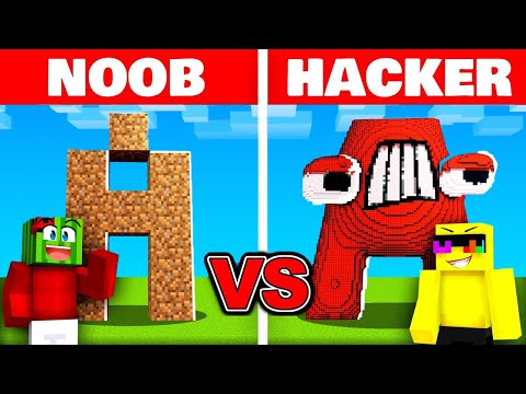 NOOB vs HACKER: I CHEATED In an ALPHABET LORE Minecraft Build Challange! Letter A