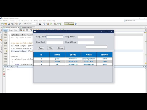 Insert, Select, Delete and  Update from database in java