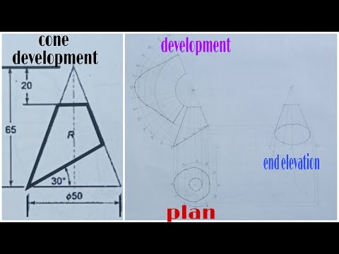 development of surfaces in engineering drawing ( cone - 1 )
