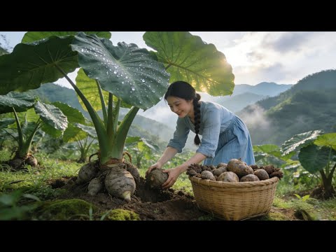 裹着山野的清润气息挖一篮芋头，慢炖一锅滑肉汤，汤色清亮鲜香漫溢！