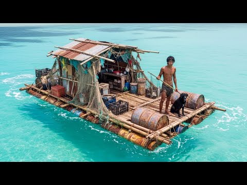 Man Builds a Raft Out of Trash on Deserted Island (Solo!) | Start to Finish by @BushcraftLeo