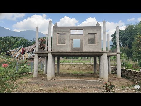 Time lapse: The Bamboo House Collapsed | Single Woman Replaced It With Sturdy Concrete House