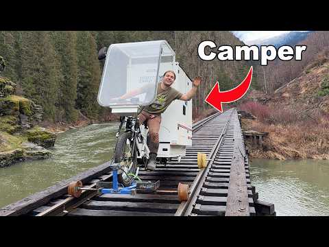 Exploring 100 Miles of Abandoned Railroad on E-Bike Micro Camper - Solo Camping
