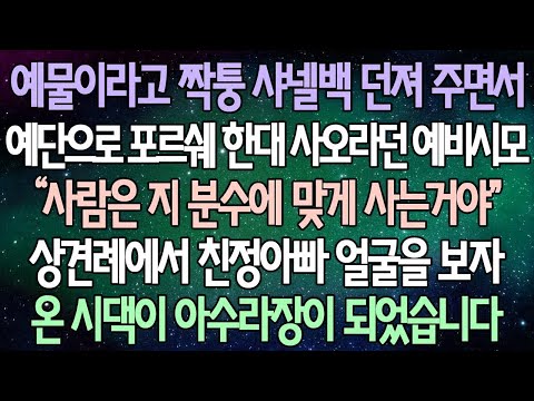 반전 사연 예물이라고 짝퉁 샤넬백 던져 주면서 예단으로 포르쉐 한대 사오라던 예비시모 상견례에서 친정아빠 얼굴을 보자 온 시댁이 아수라장이 되었습니다 사이다사연 라디오드라마