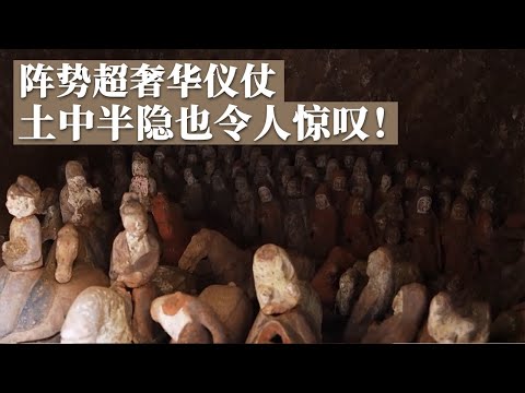 庞氏家族墓最大墓地开始发掘 陶俑仪仗声势浩大 浮土半隐数量仍令人惊叹！墓主人会是庞卿恽吗？ 《探索·发现》唐代庞氏贵族墓葬发掘纪实（4）丨 中华国宝