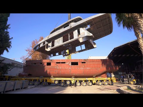 Building a Steel Explorer Yacht in 13 minutes - 1-Year Time Lapse Bering 75 😝 Eps. 41