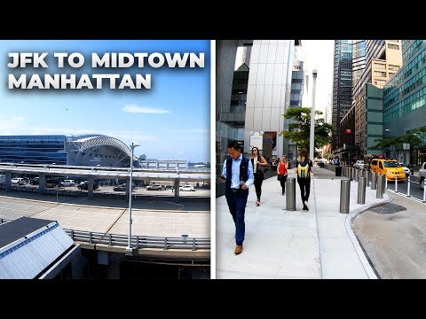 ⁴ᴷ⁶⁰ JFK Airport to Midtown Manhattan, NYC via AirTrain & Subway - Raw & Unedited