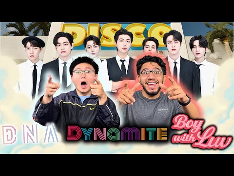 OUR FIRST TIME WATCHING BTS!!! BTS (방탄소년단) 'Dynamite', 'Boy With Luv' and 'DNA'