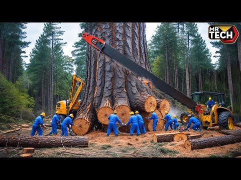 Extreme Dangerous Fastest Big Chainsaw Cutting Tree Machines | Monster Stump Removal Excavator #5