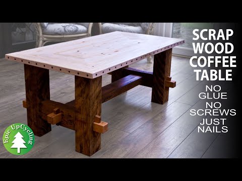 Scrap Wood Coffee Table. No Glue, No Screws, Just Nails