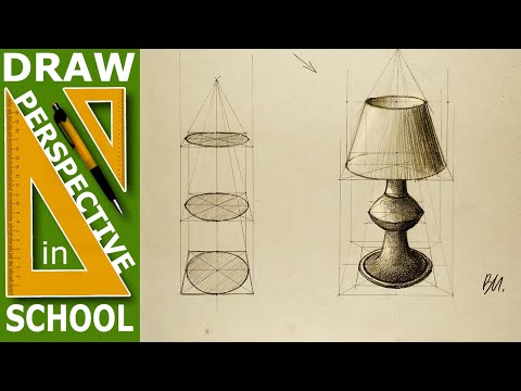 How to draw: Cylindrical object draw - Table lamp and ellipse in perspective