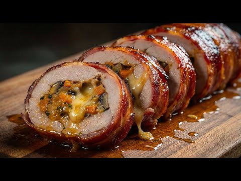 The renowned Michelin-starred dish has set all records! Stuffed and juicy pork loin with bacon.