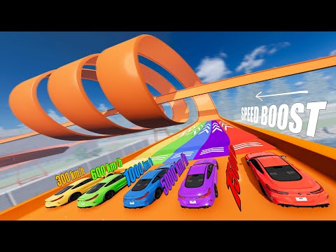 Speed Boost Car Platforms #4 (300, 600, 1000, 5000, 15000 km/h) - Beamng drive