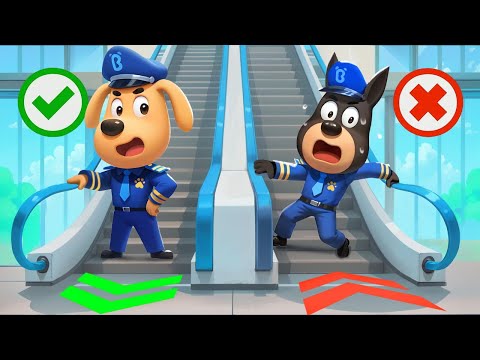 Escalator Mall Adventure | Useful Story | Safety Rules for Kids | Sheriff Labrador