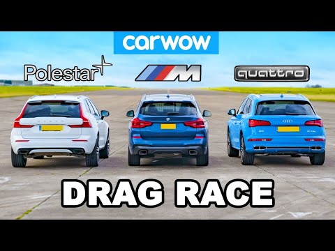 BMW X3 M40i vs Volvo XC60 Polestar vs Audi Q5e: DRAG RACE