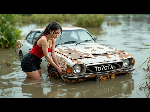 Timelapse :The girl spent 7 days repairing and restoring the car that was buried under a fish pond