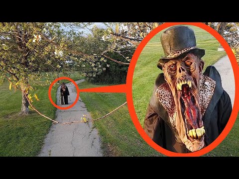 drone catches Long Face the Demon following people in the park (we found him)