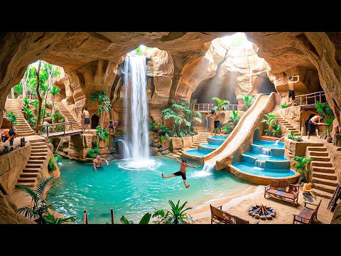 300 Days Building a $1M Modern Luxury House Inside a Cave with Underground Pool Using Primitive Tool
