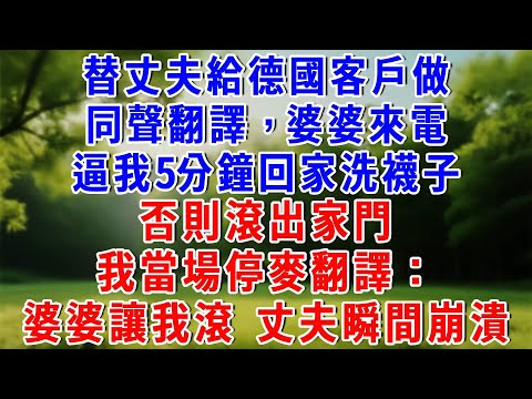 正替丈夫給德國客戶做同聲翻譯，婆婆卻突然打來電話，5分鐘內不回來給我洗襪子，就滾出這個家，我停下翻譯：婆婆讓我滾出去，翻譯工作到此結束，丈夫瞬間崩潰了 ！#為人處世 #人生感悟 #知心人生